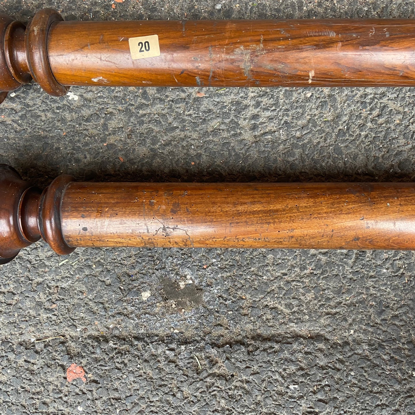 Mahogany Victorian Curtain Pole with mixed rings