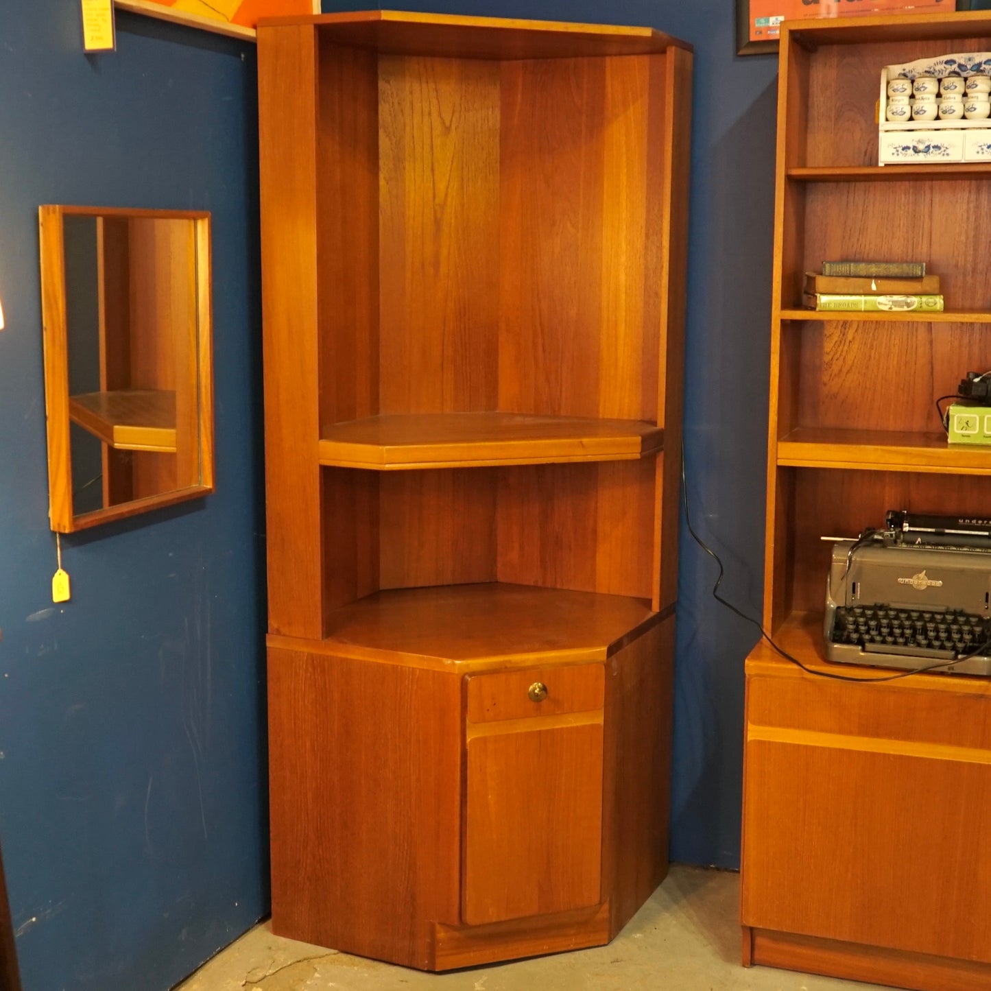 Midcentury Teak Corner Wall Unit