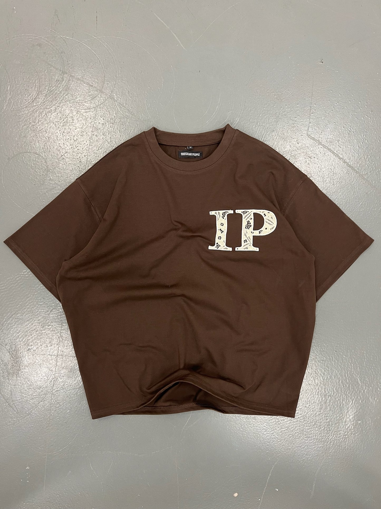 Brown Lace applique T-Shirt