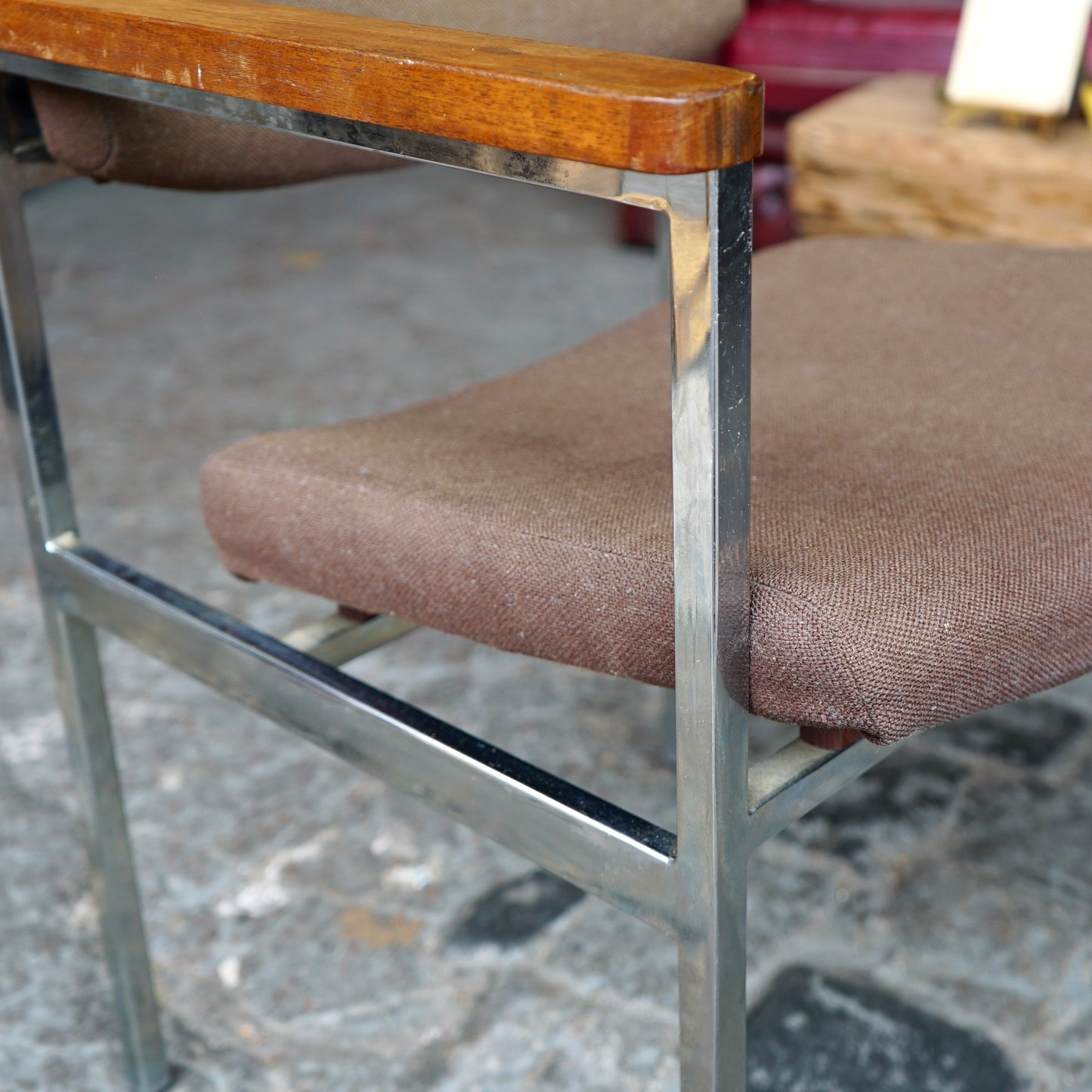 Midcentury Chrome and Teak Chair