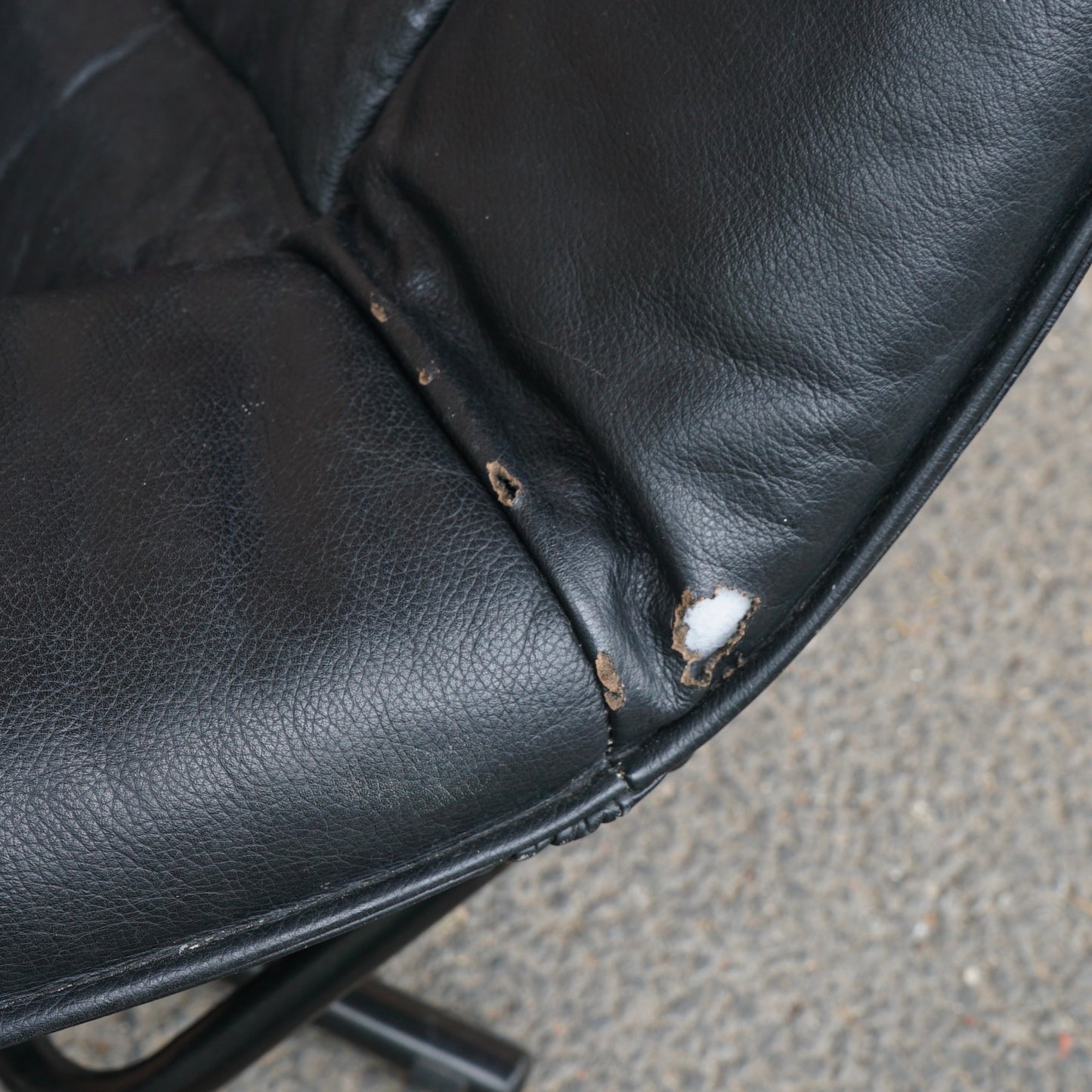 Midcentury Skoghaug Industries leather recliner and footstool