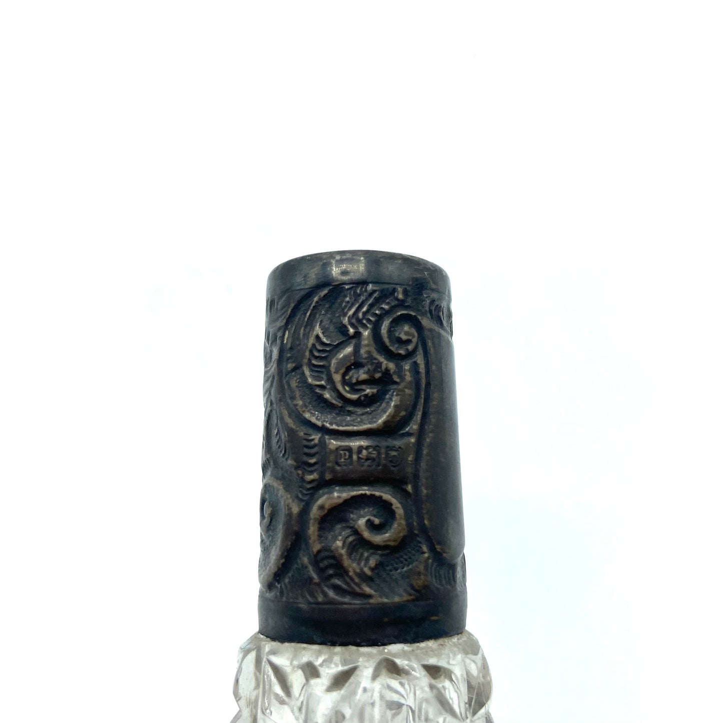 Antique scent Bottle with Sterling Silver collar