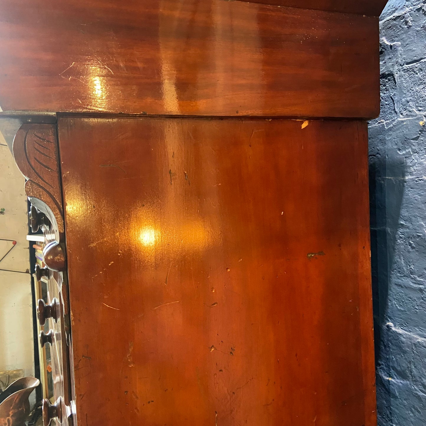Victorian Mahogany Veneer Highchest - scotch chest