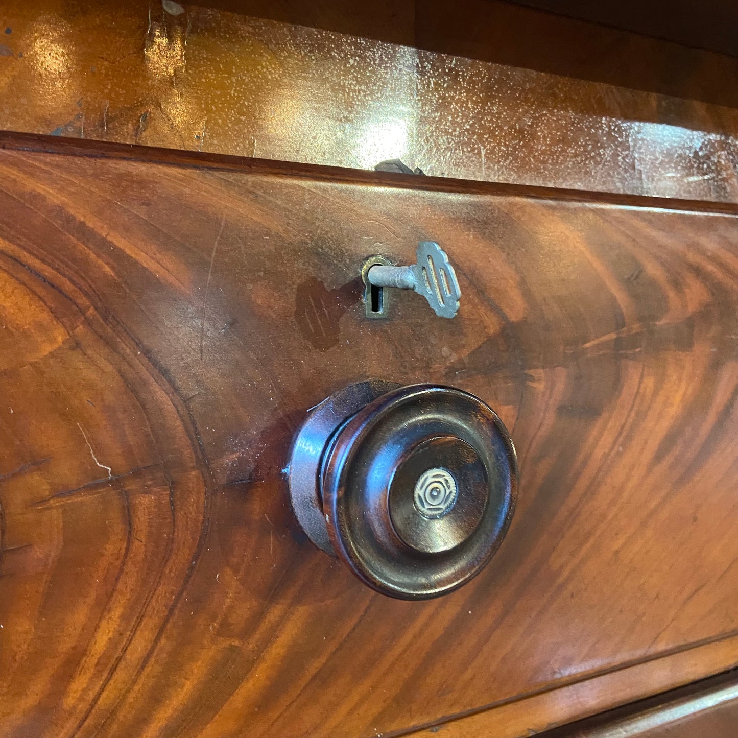 Victorian Mahogany Veneer Highchest - scotch chest