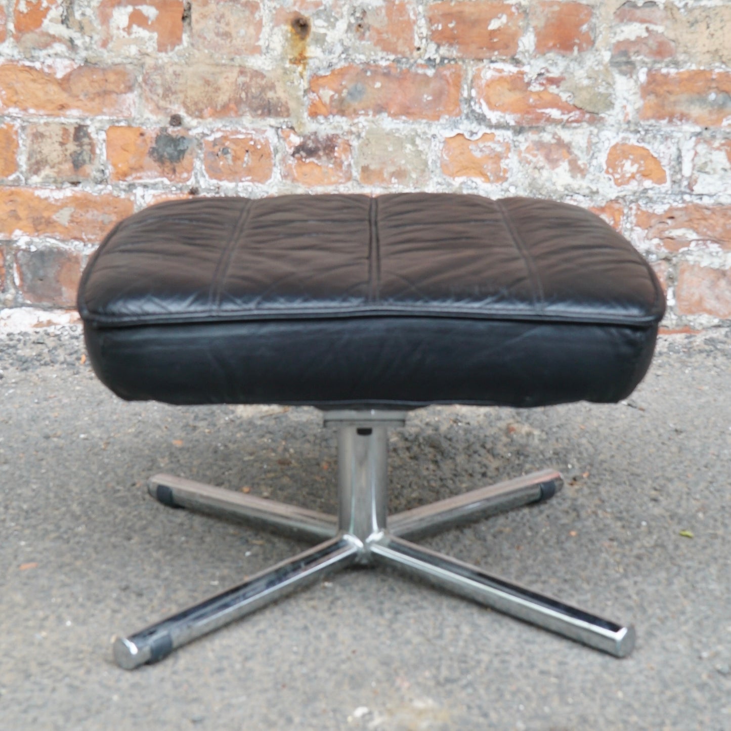 Midcentury Skoghaug Industries leather recliner and footstool