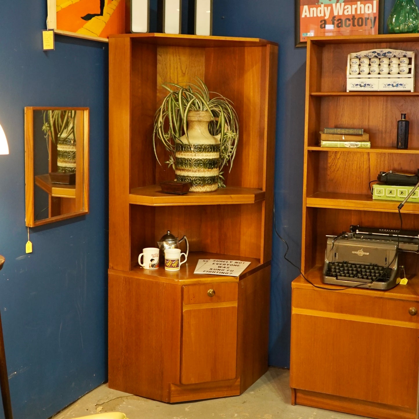 Midcentury Teak Corner Wall Unit