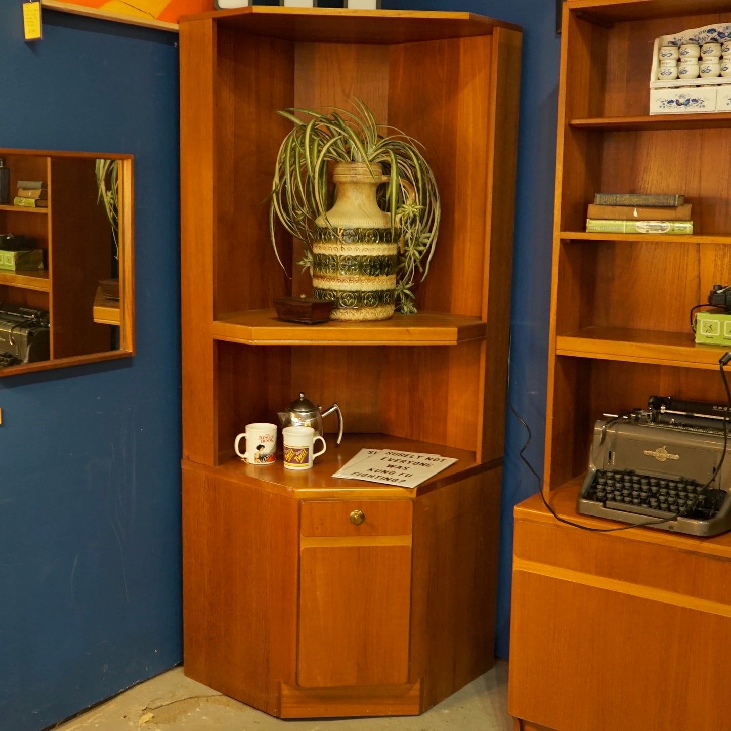 Midcentury Teak Corner Wall Unit
