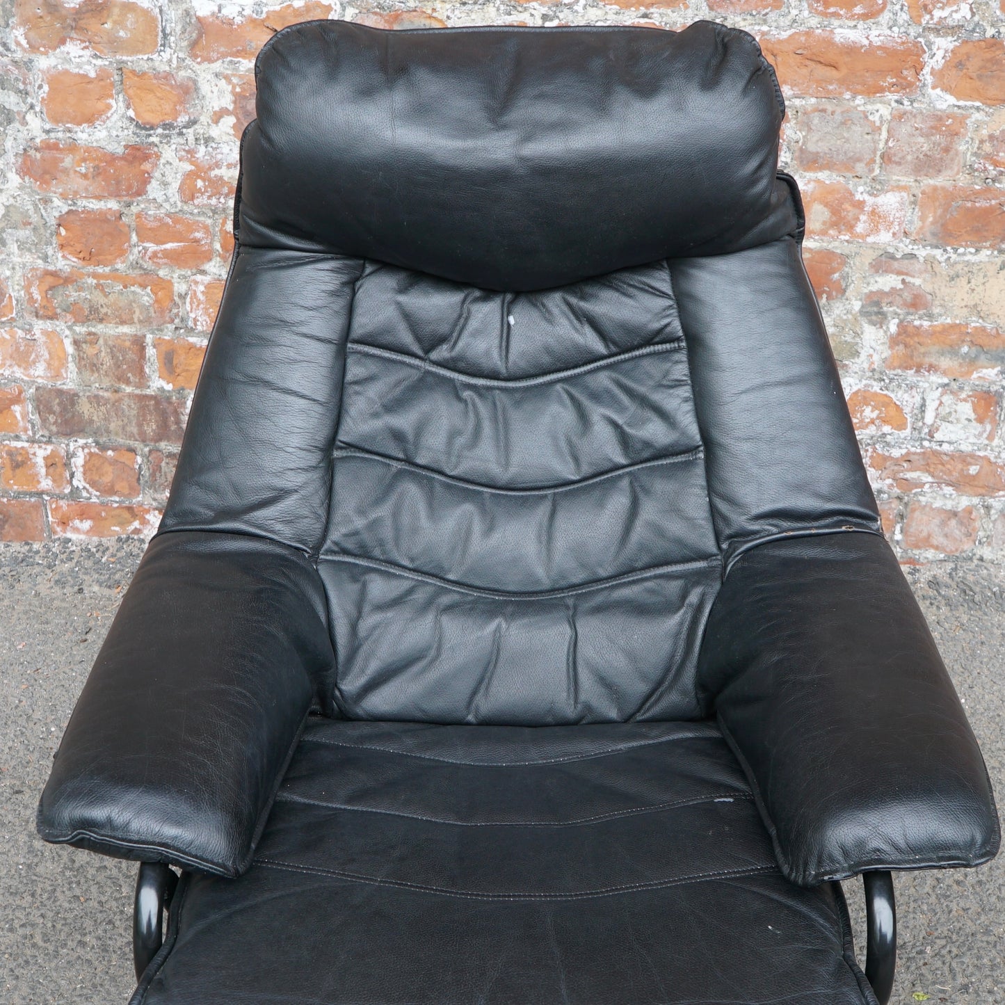 Midcentury Skoghaug Industries leather recliner and footstool