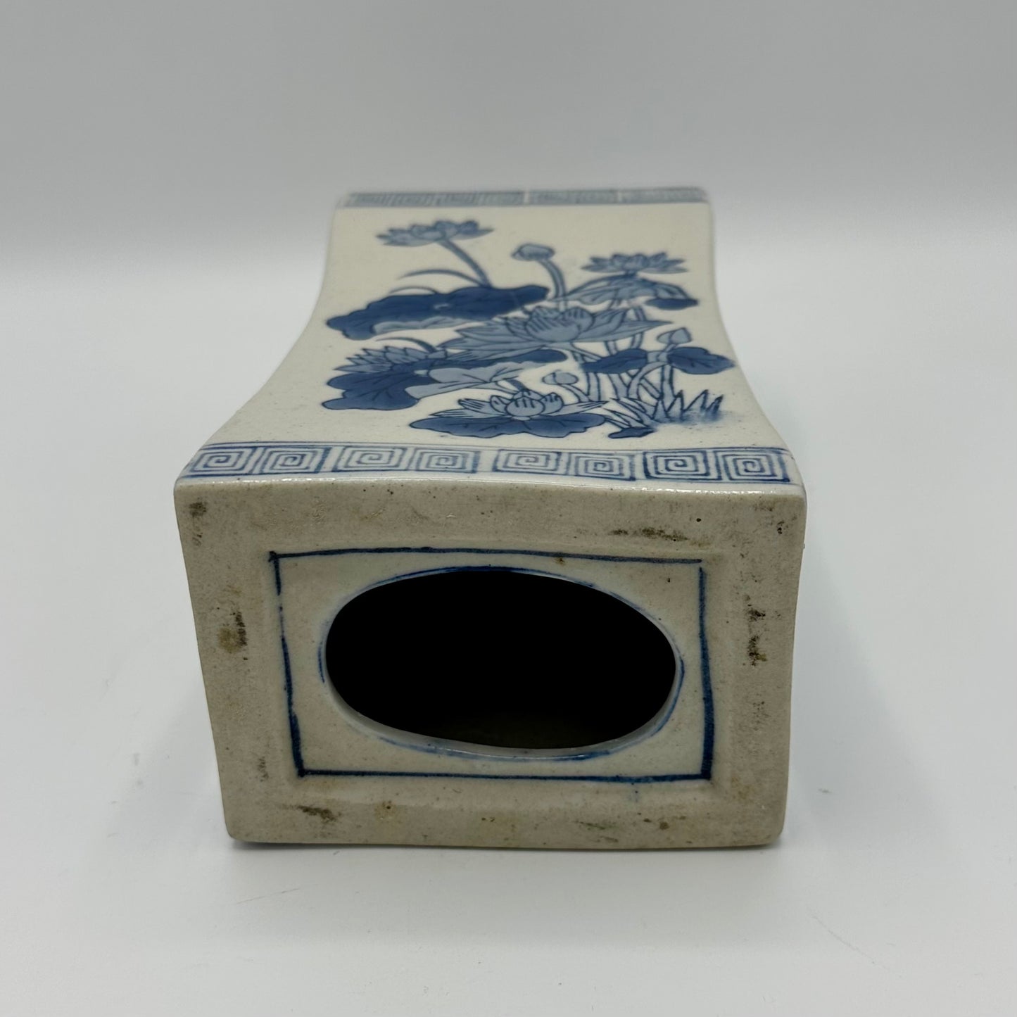White and Blue Porcelain Chinese Opium Pillow