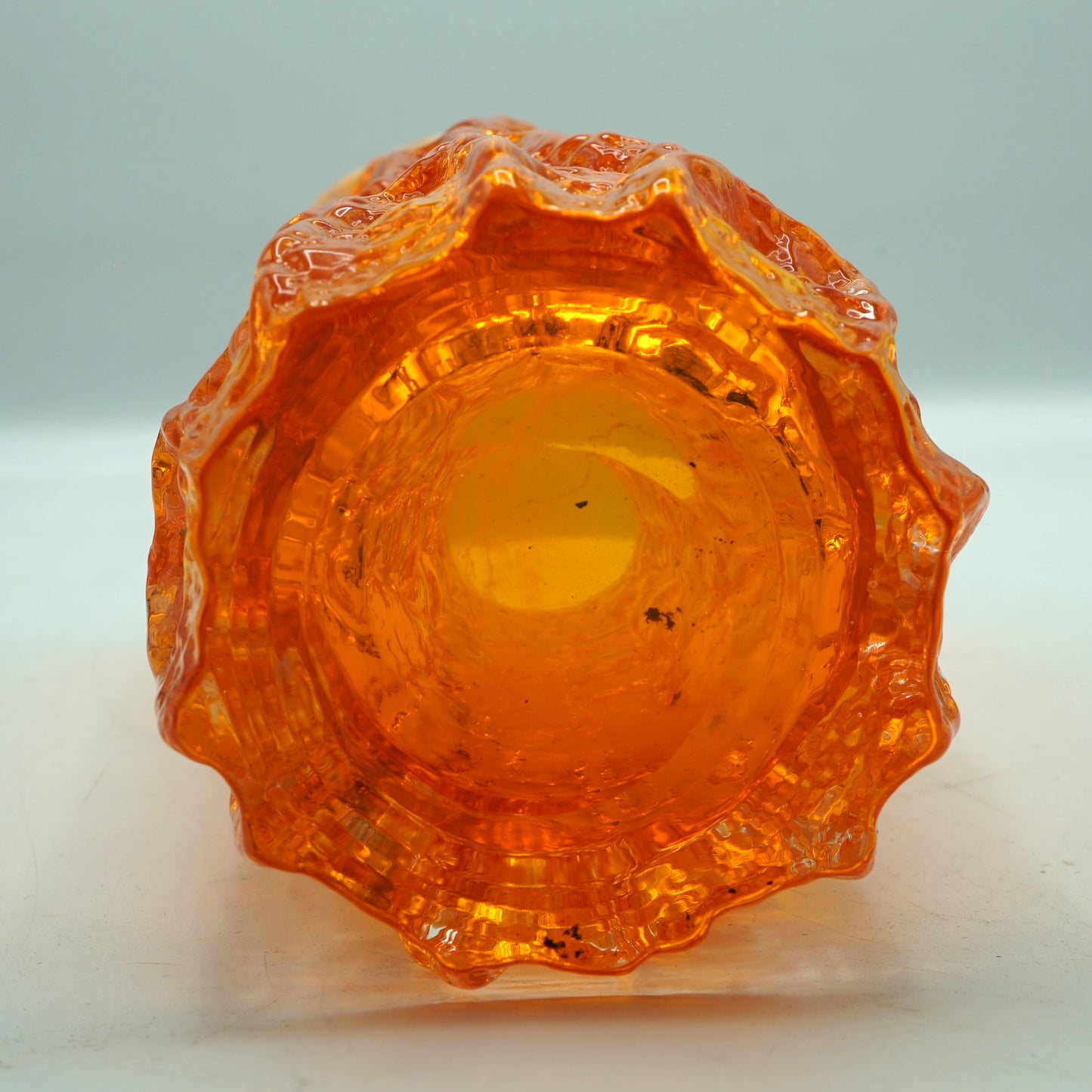 Rare Medium 19cm Whitefriars Bark Tangerine Vase By Geoffrey Baxter