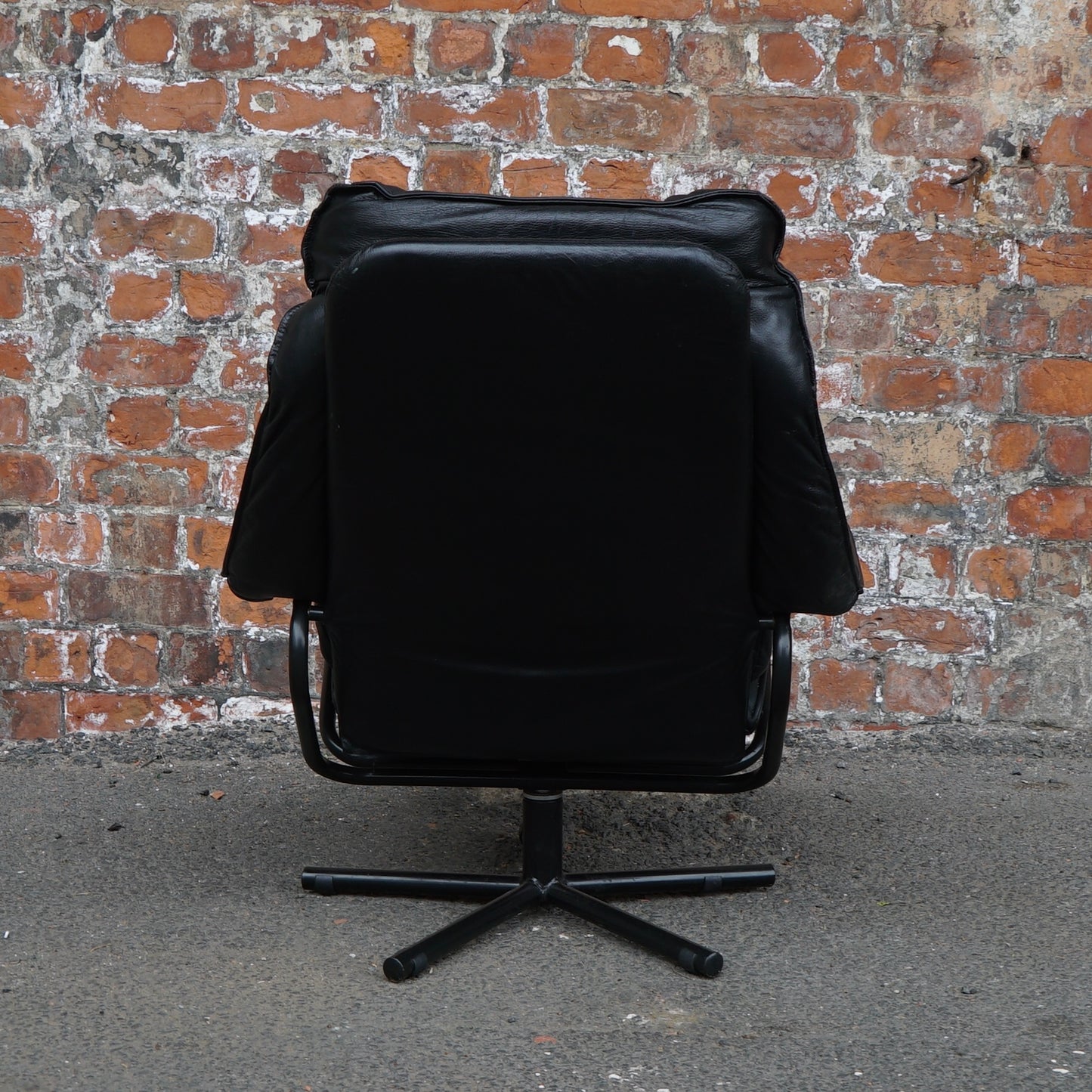 Midcentury Skoghaug Industries leather recliner and footstool