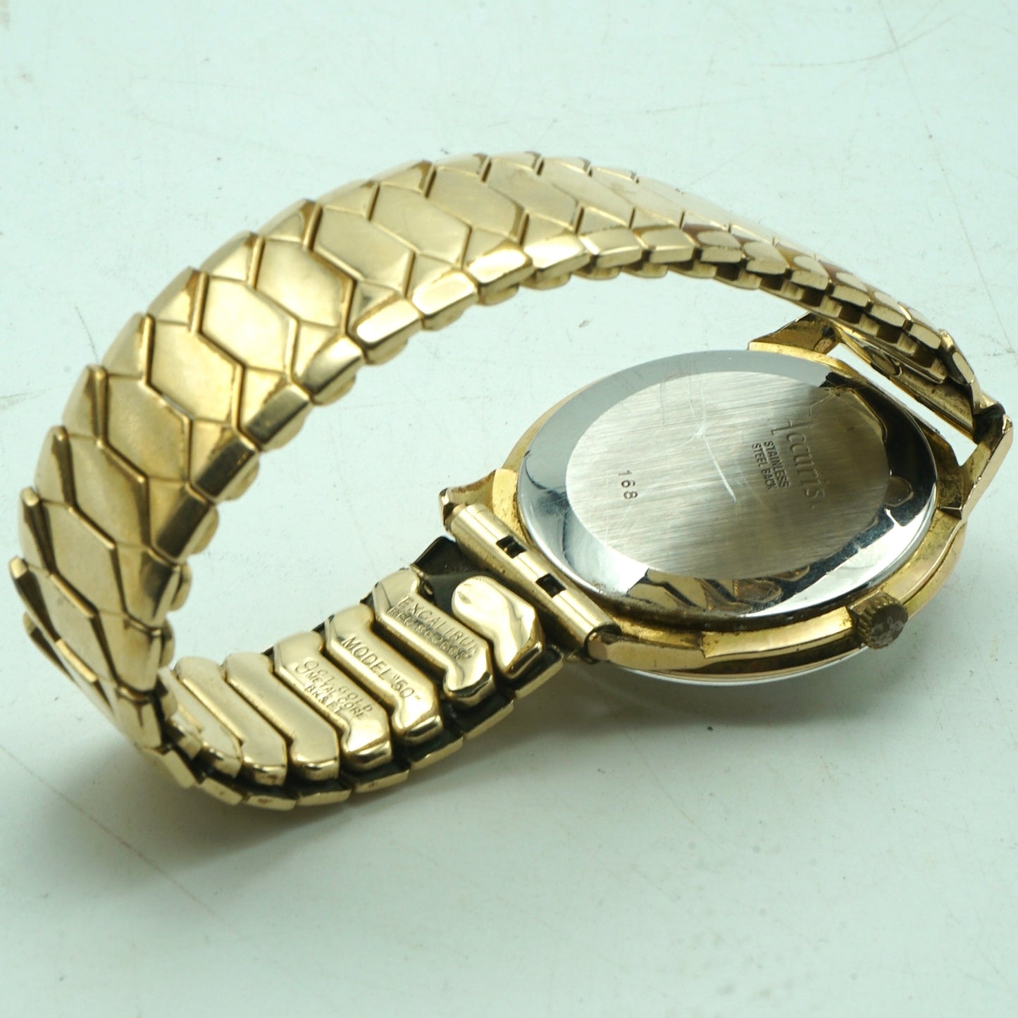 1970s Gold Accurist Watch on Excalibur Model “50” 9kt Gold Band