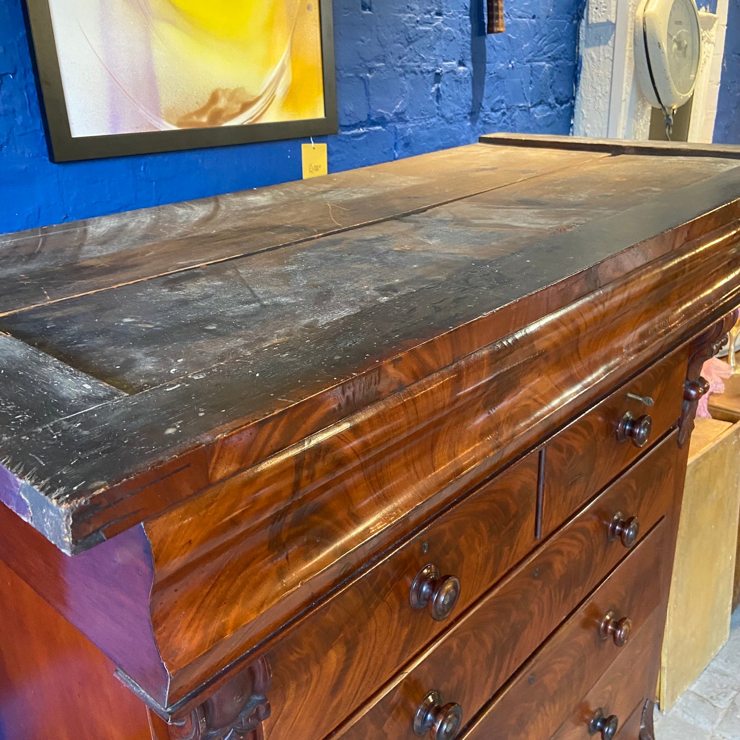 Victorian Mahogany Veneer Highchest - scotch chest