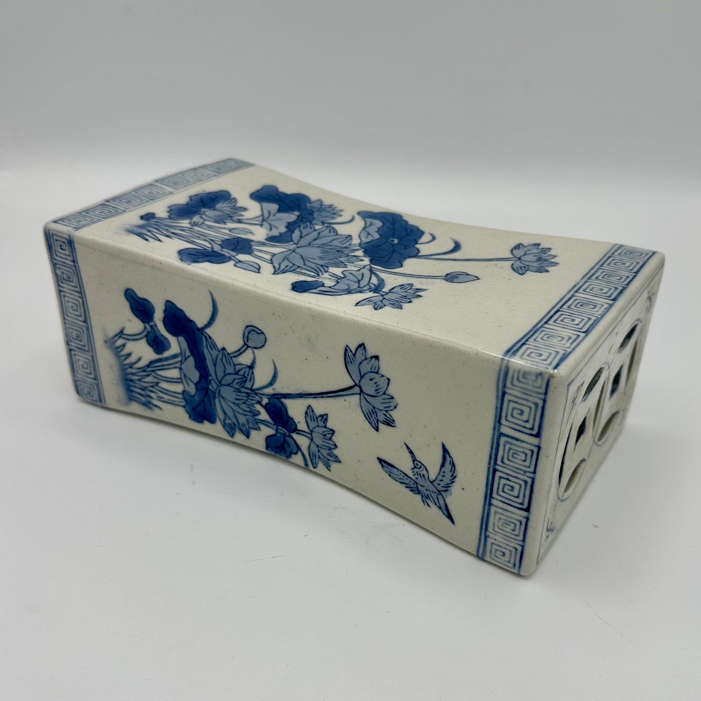 White and Blue Porcelain Chinese Opium Pillow