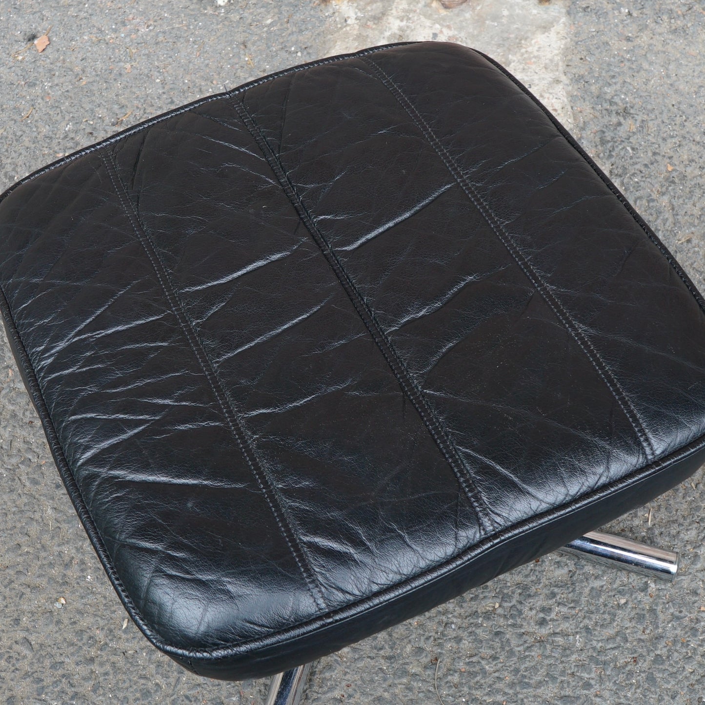 Midcentury Skoghaug Industries leather recliner and footstool