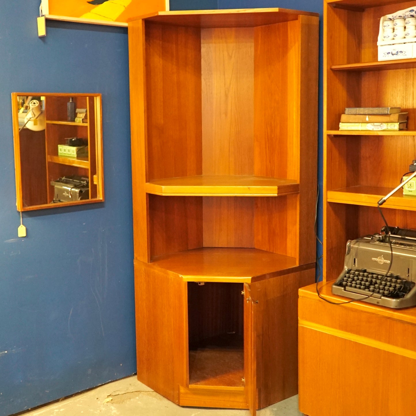 Midcentury Teak Corner Wall Unit