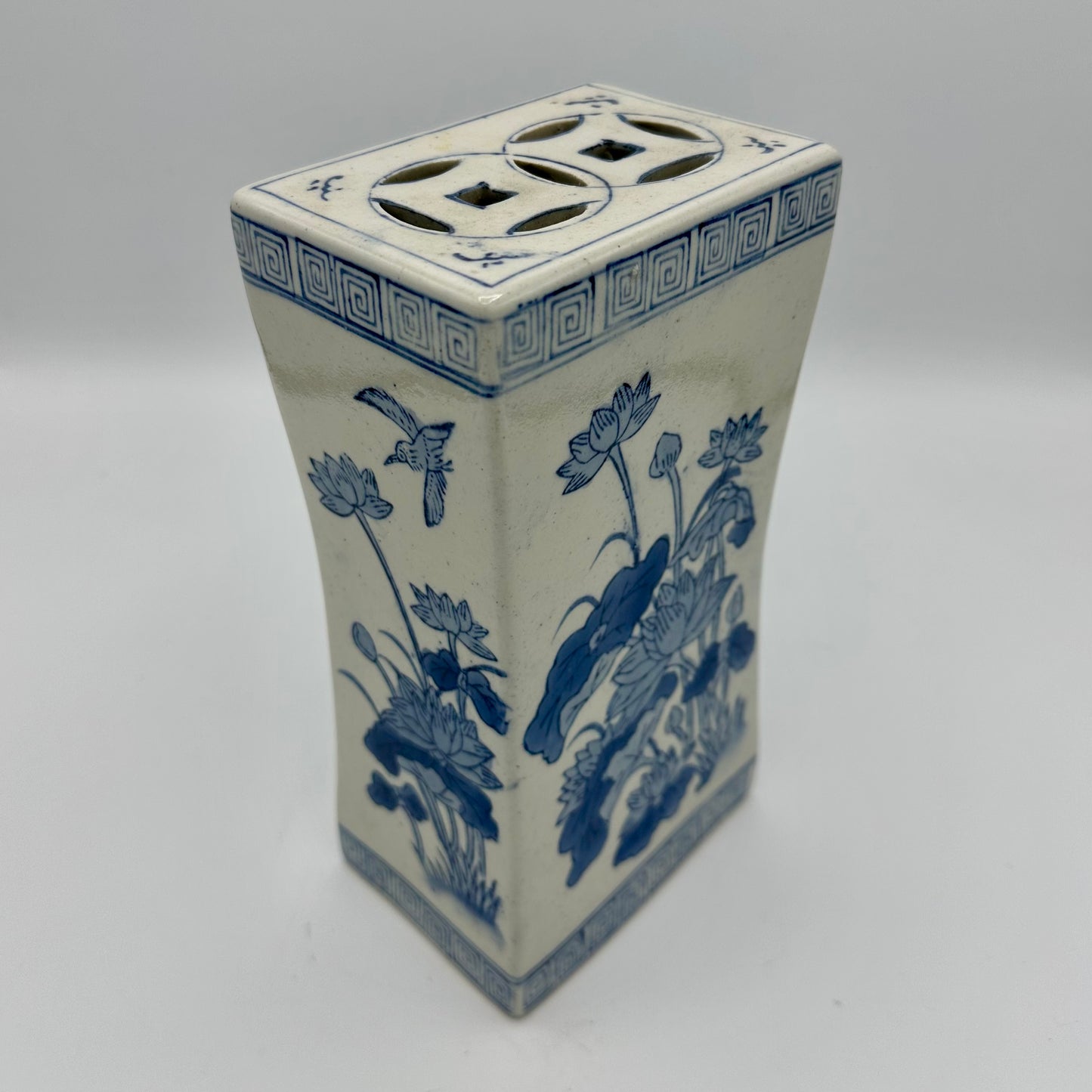 White and Blue Porcelain Chinese Opium Pillow