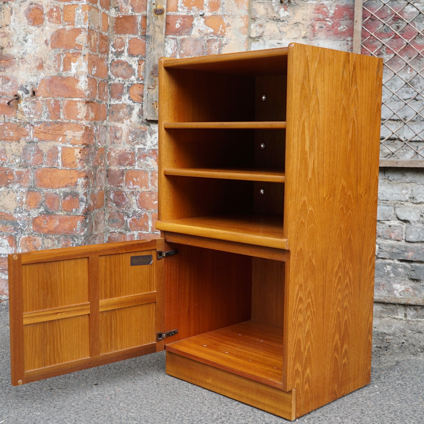 Midcentury Teak Nathan Squares Media Unit
