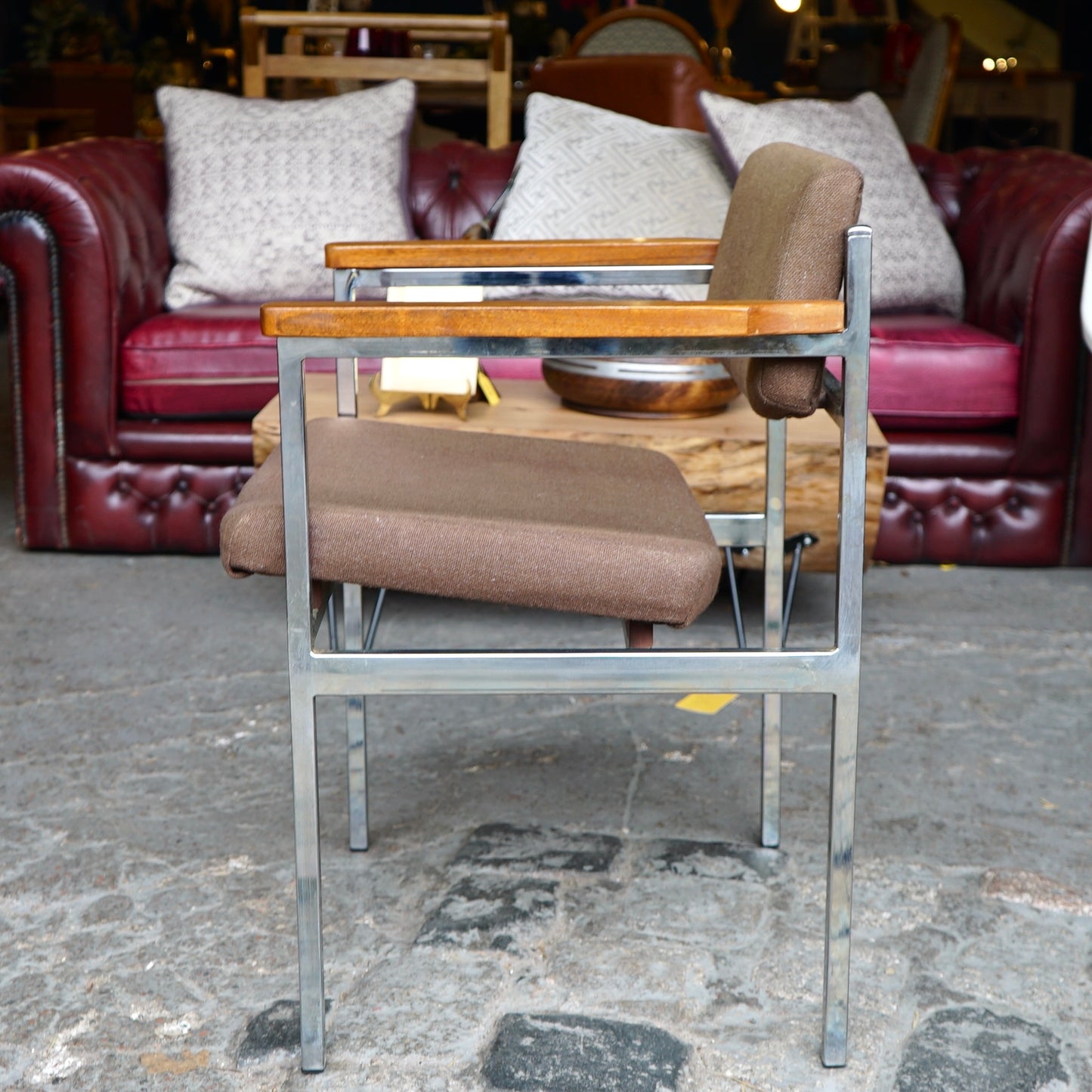 Midcentury Chrome and Teak Chair