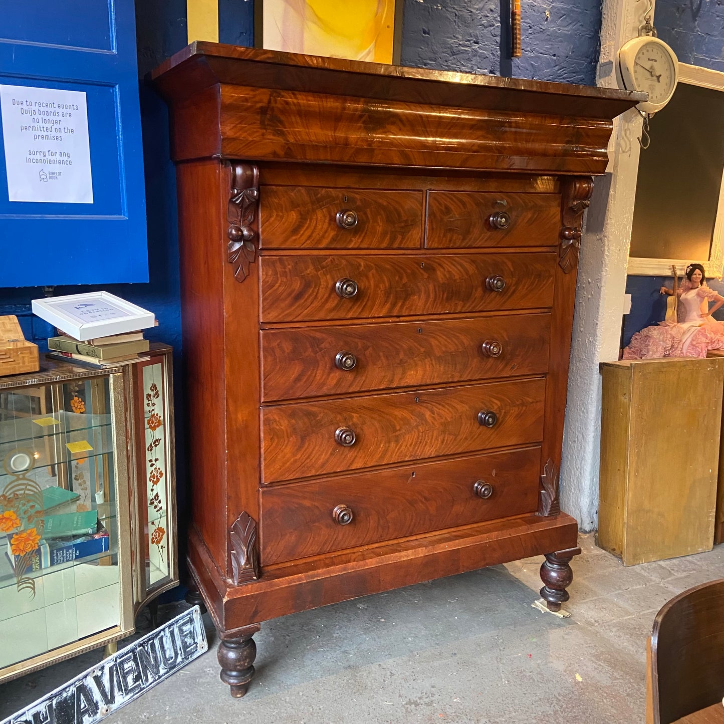 Victorian Mahogany Veneer Highchest - scotch chest