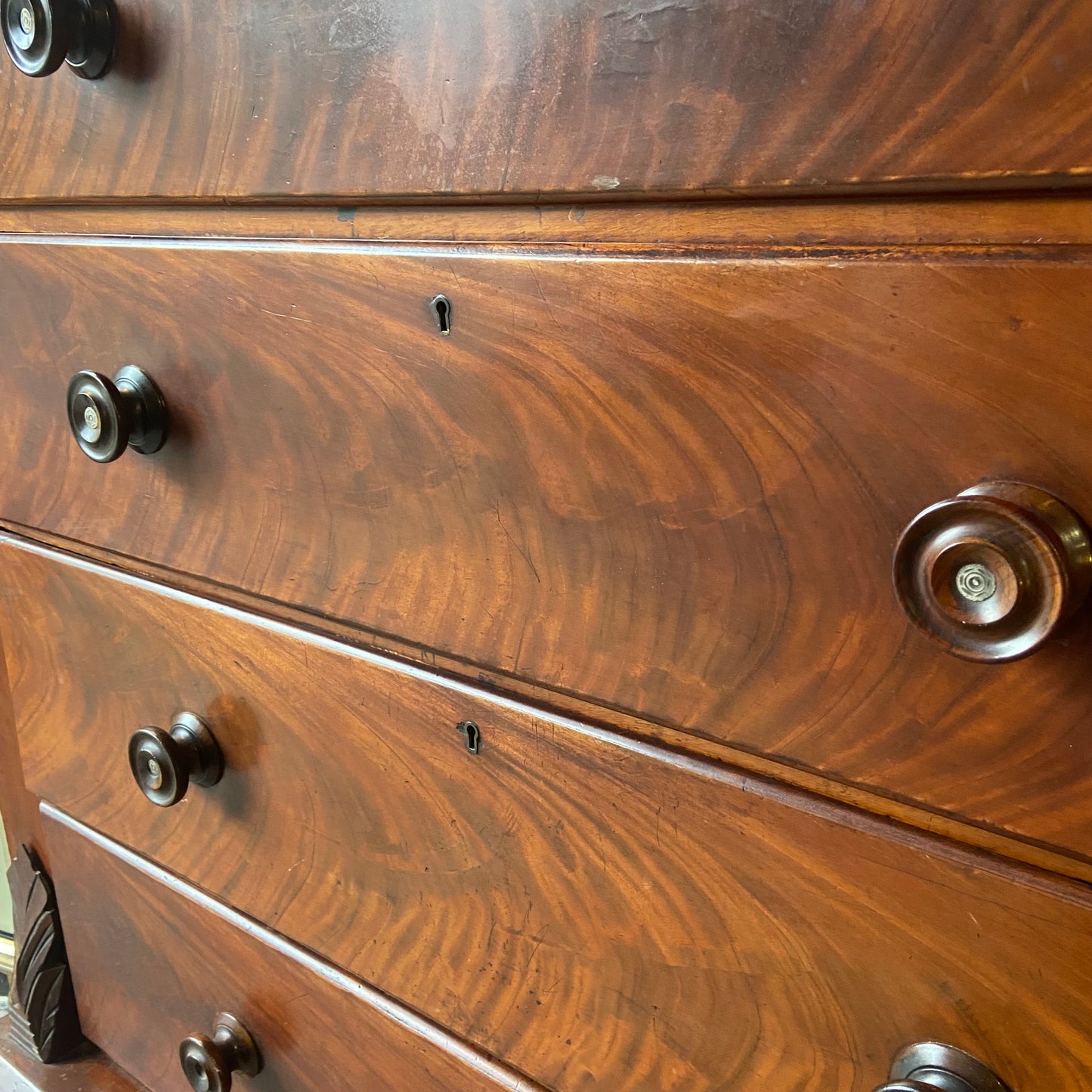 Victorian Mahogany Veneer Highchest - scotch chest
