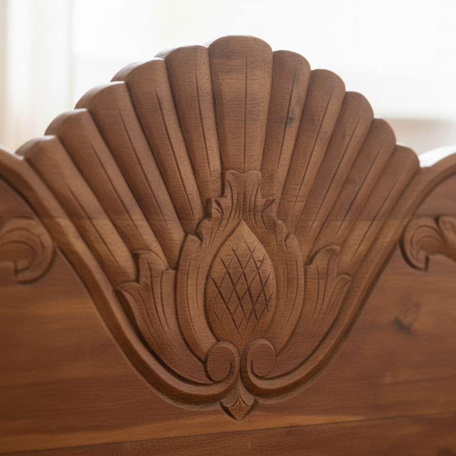 Ornate Hand Carved Indonesian Wooden Bench