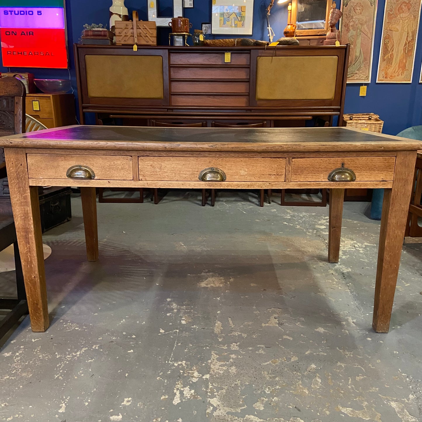 1930s George V Solid Oak English writing Desk