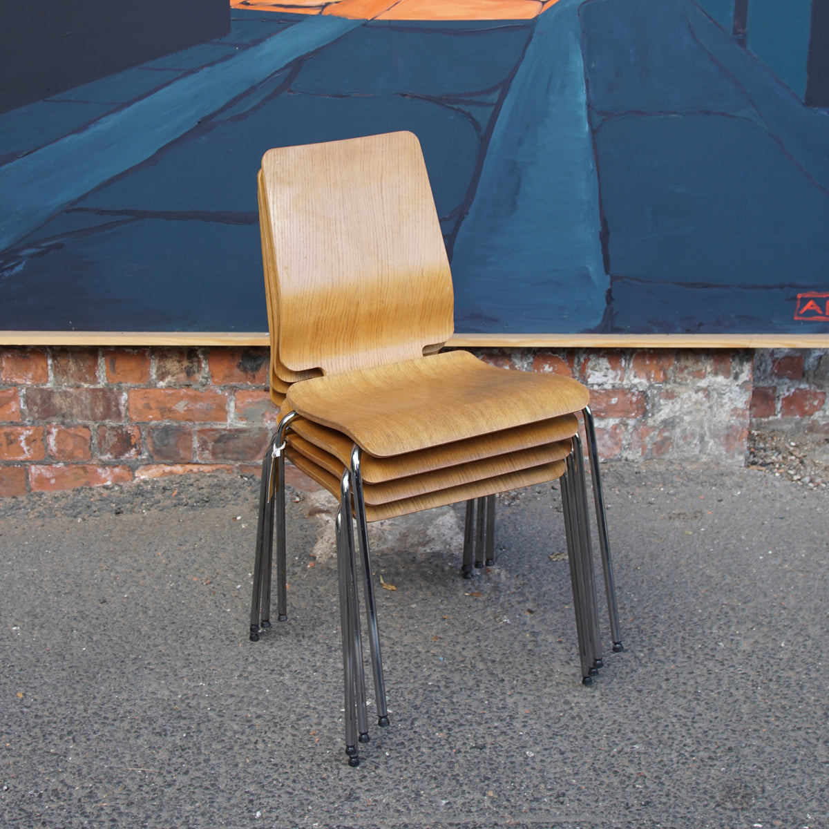 4 Vintage IKEA Stackable Ply Chairs