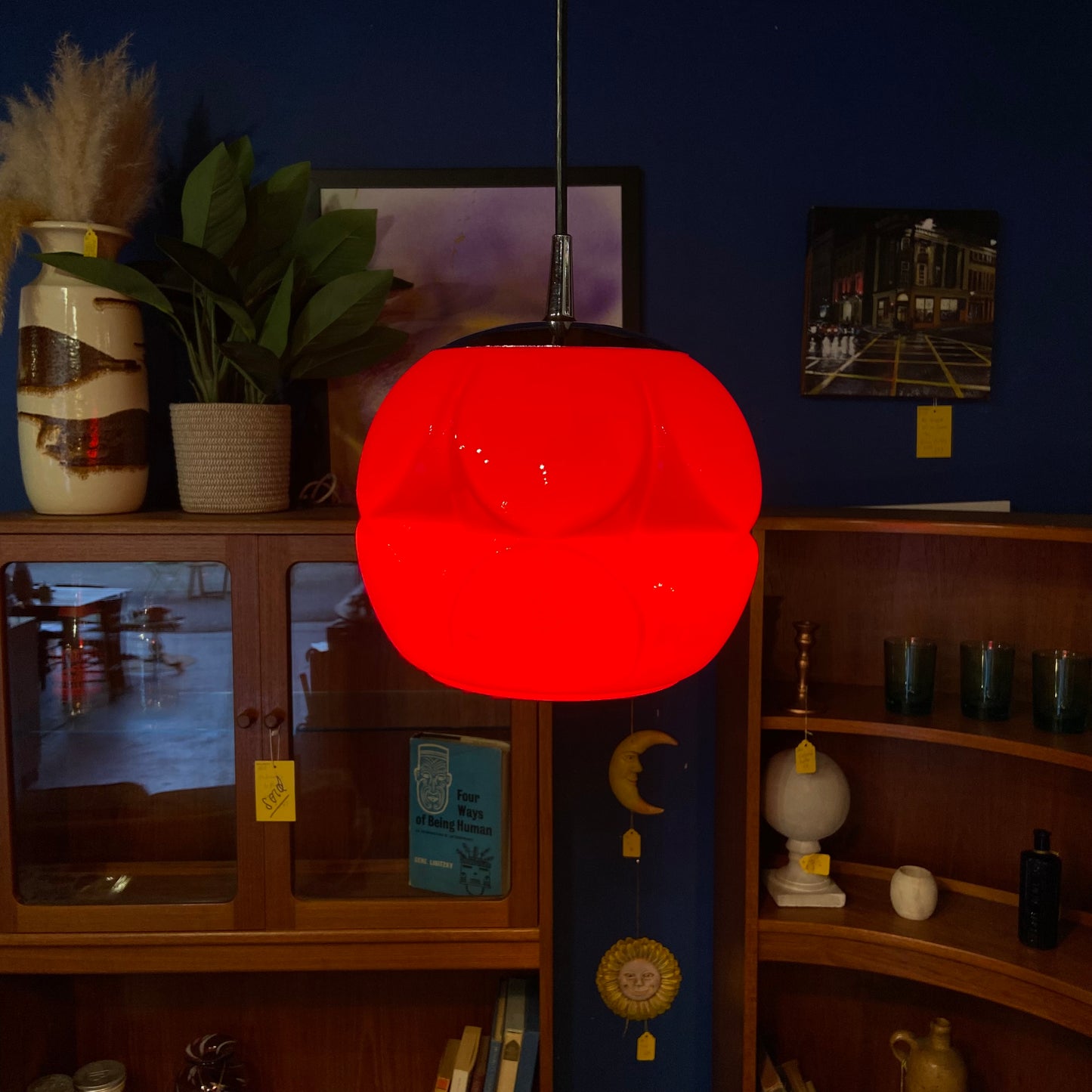 1960’s Peill & Putzler Orange Glass Pendant Light