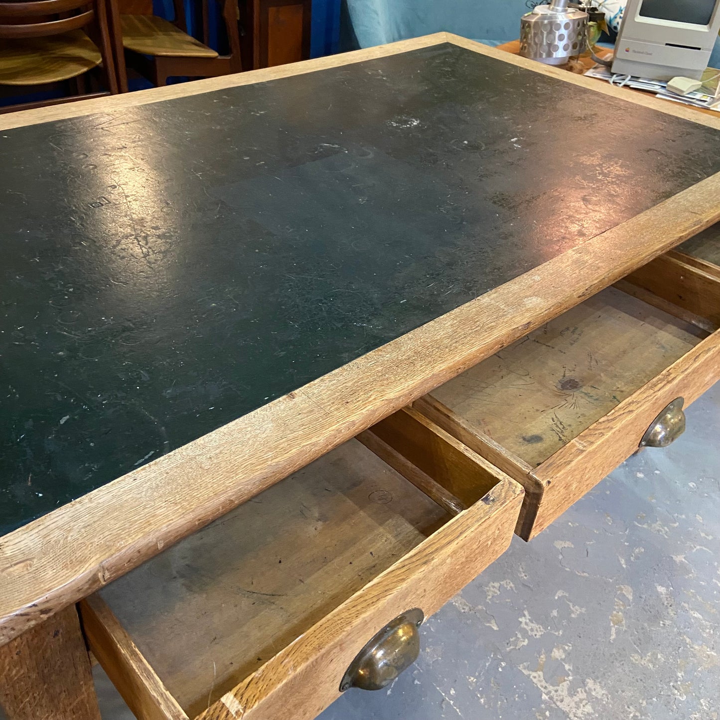 1930s George V Solid Oak English writing Desk