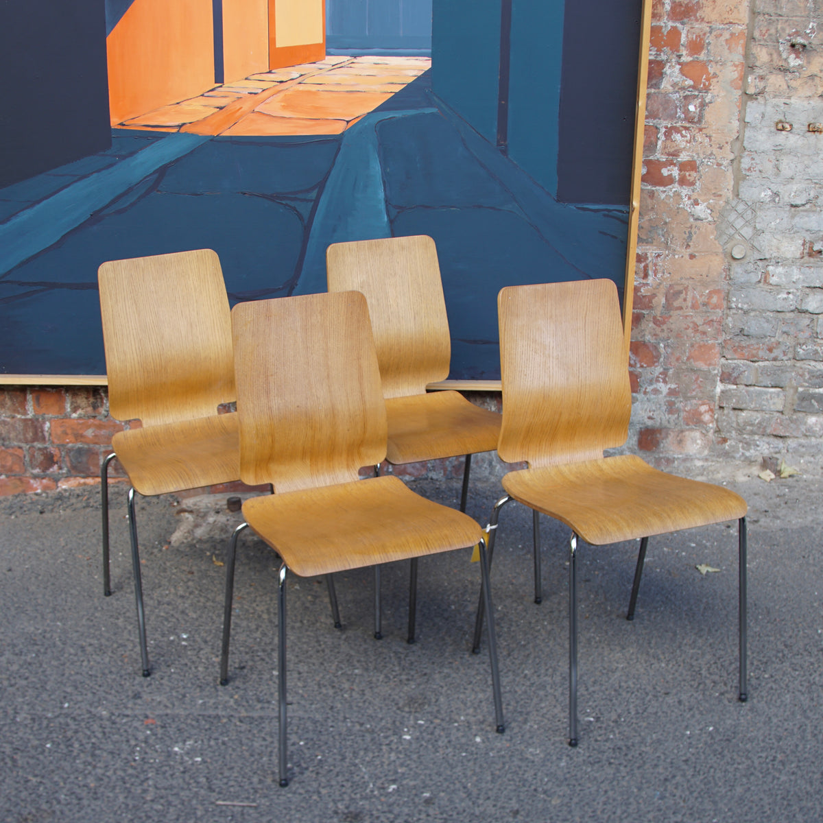 4 Vintage IKEA Stackable Ply Chairs