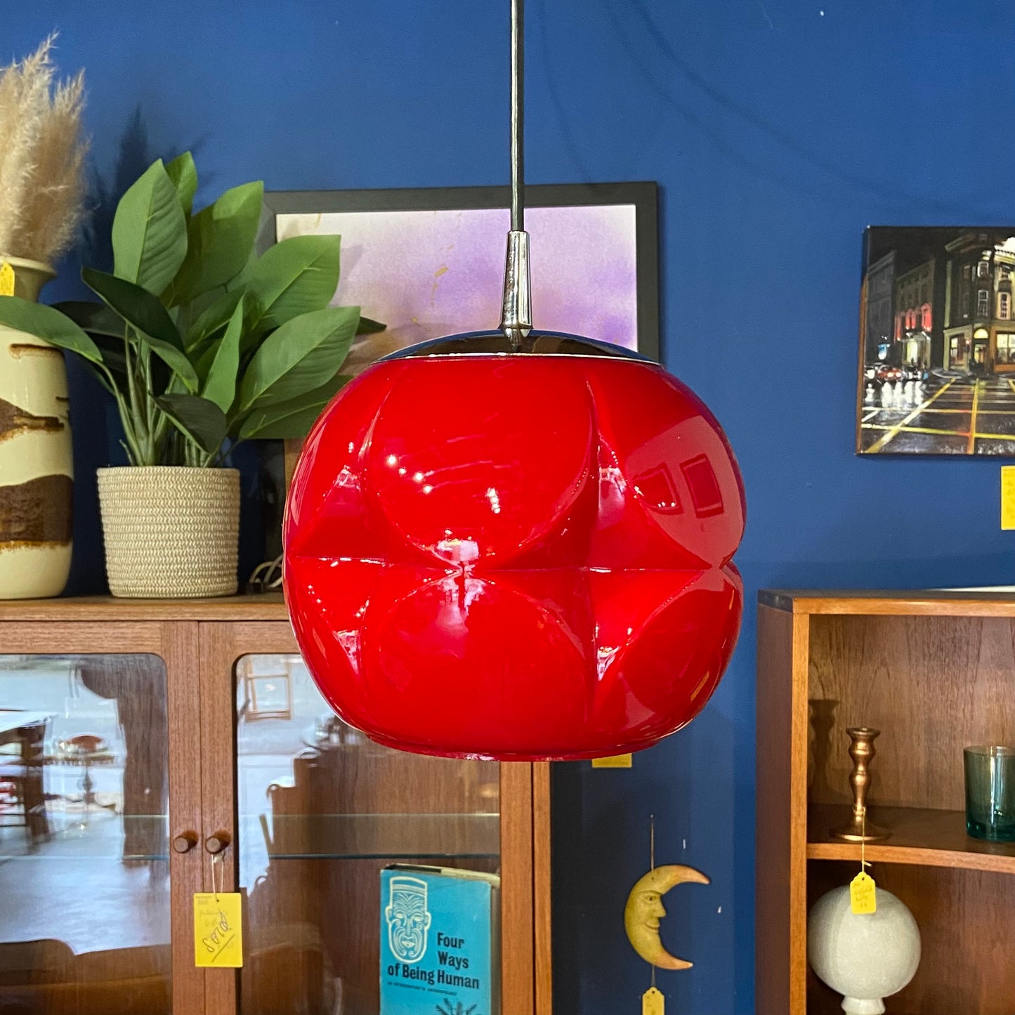 1960’s Peill & Putzler Orange Glass Pendant Light