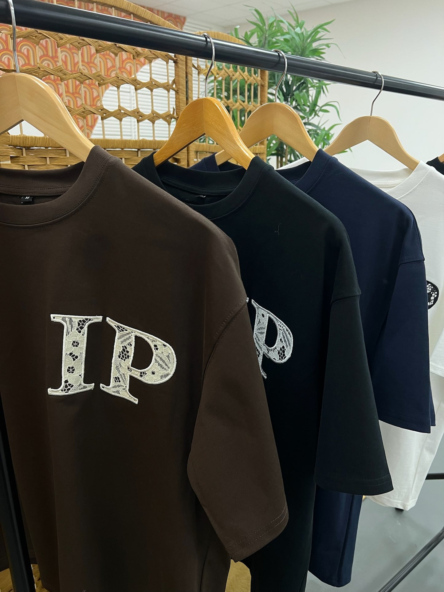 Brown Lace applique T-Shirt