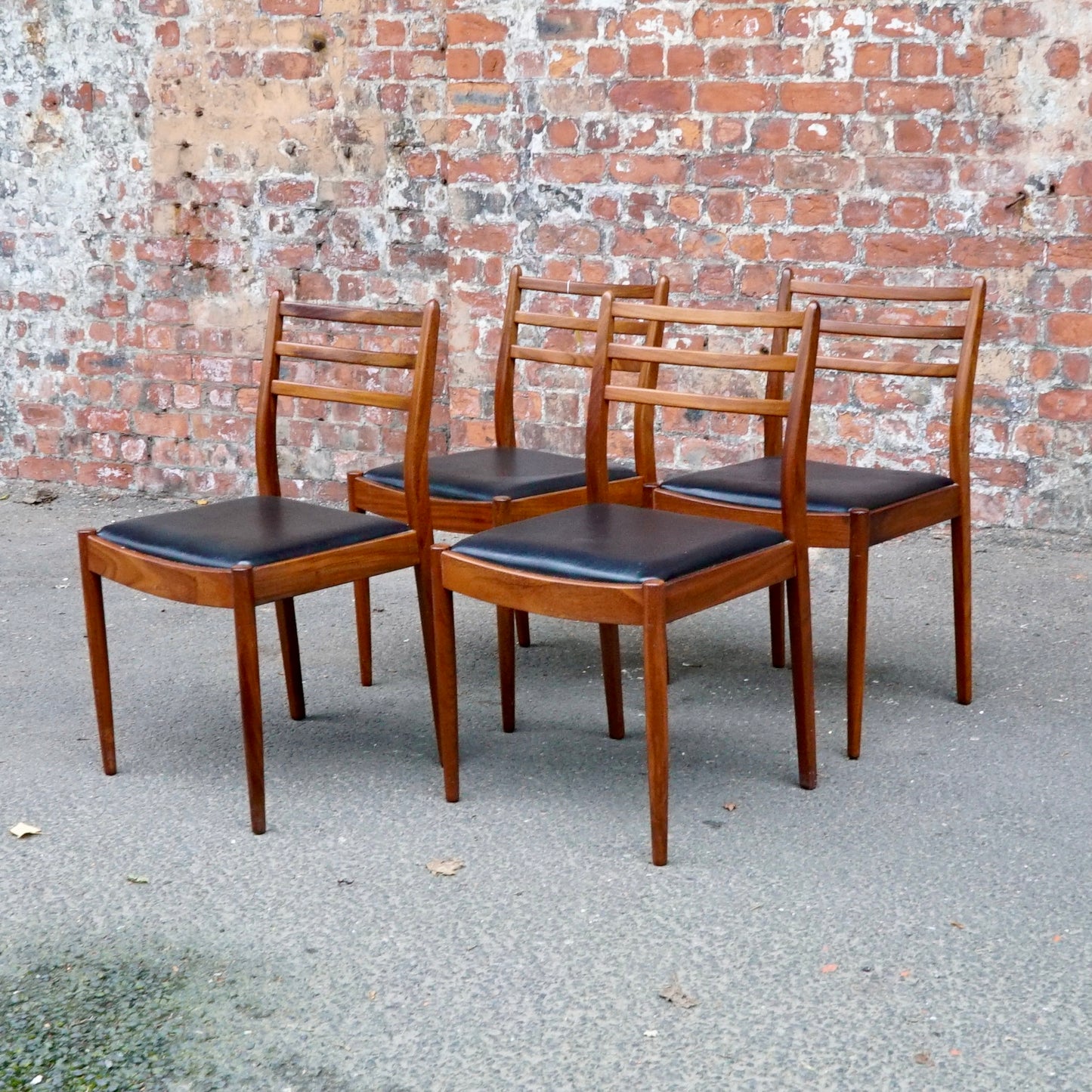 1960s GPlan Fresco Teak Ladderback Chairs x4