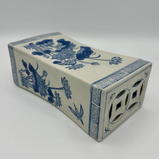 White and Blue Porcelain Chinese Opium Pillow