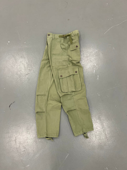 Olive green herringbone fatigue cargos