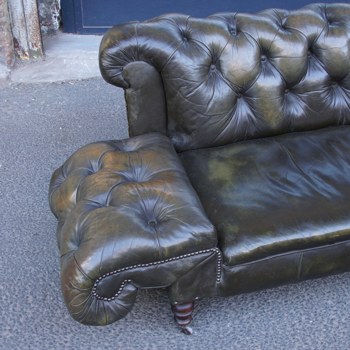 Victorian Leather Daybed with Foot Stool