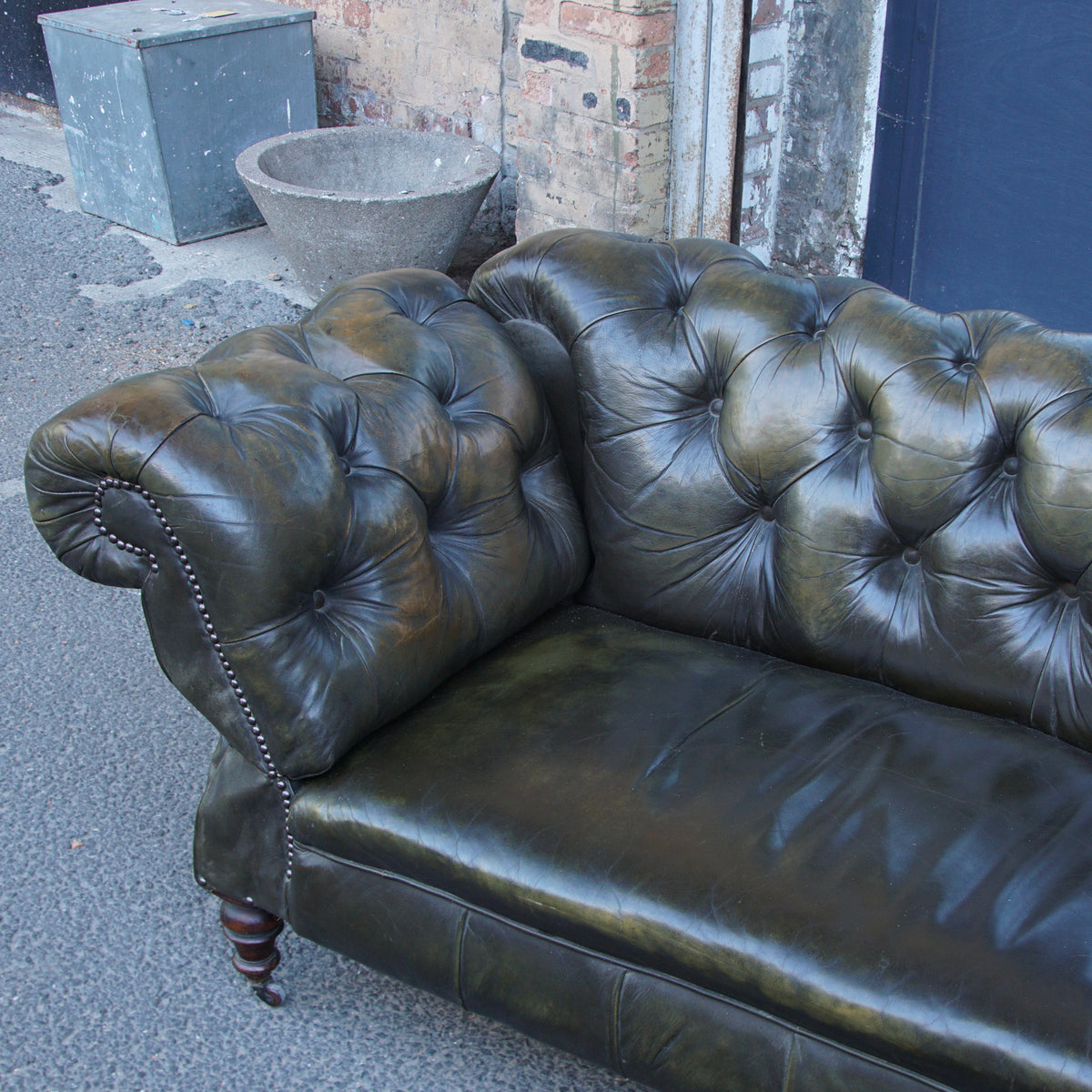 Victorian Leather Daybed with Foot Stool