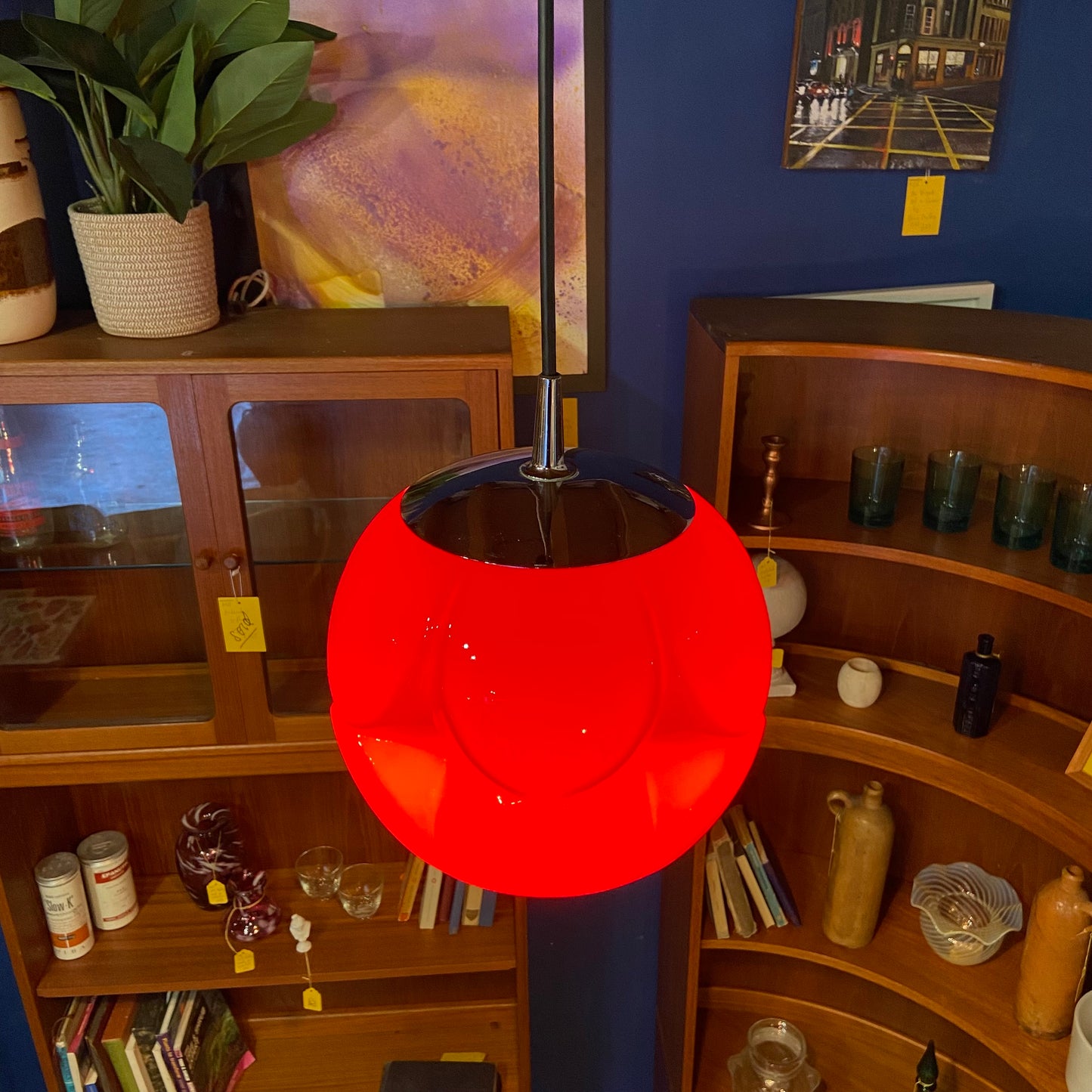 1960’s Peill & Putzler Orange Glass Pendant Light