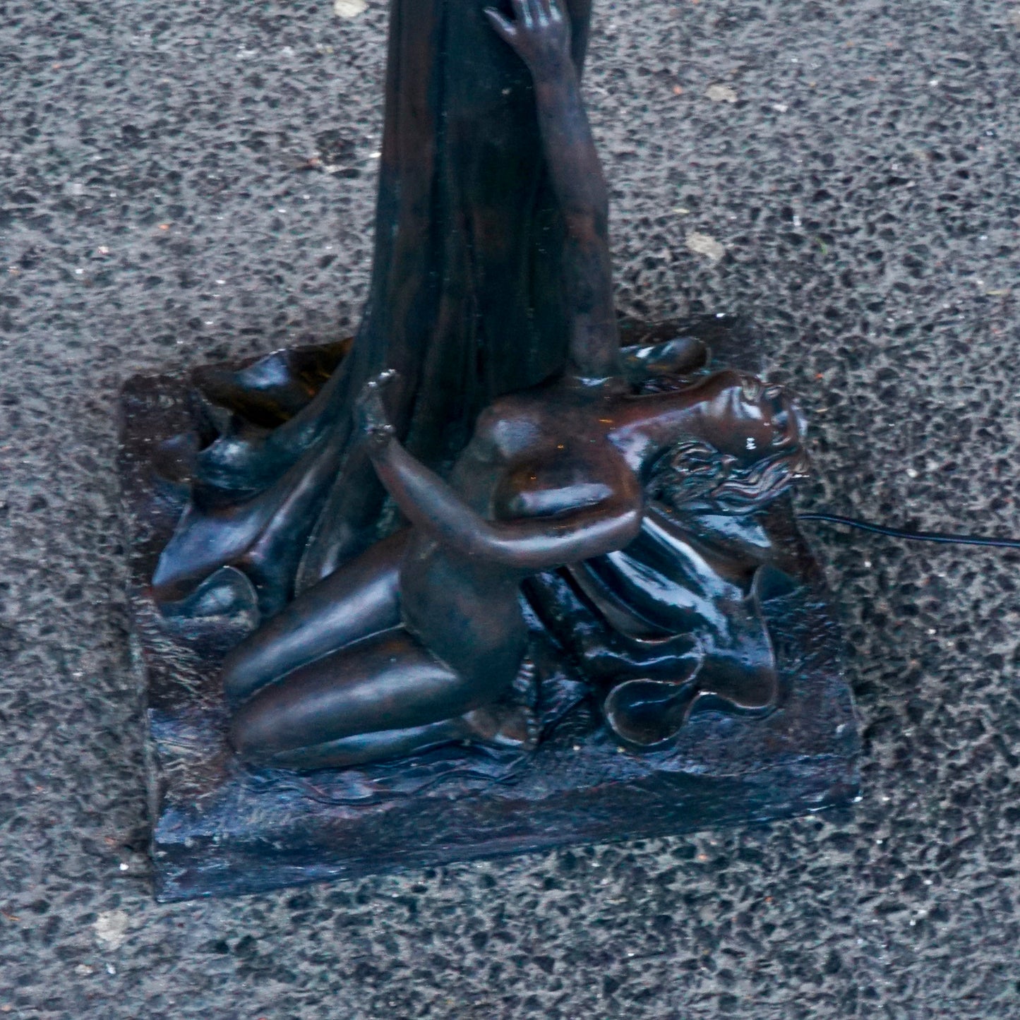 ‘The Leaving’ by Gustav Gurschner Art Nouveau Faux Bronze and Stained Glass Lamp