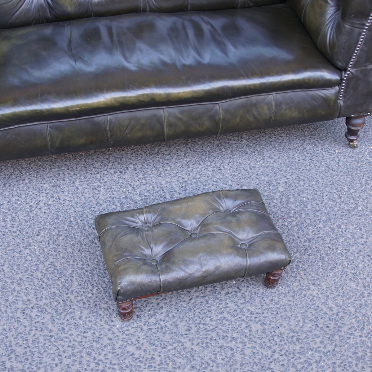 Victorian Leather Daybed with Foot Stool