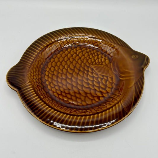 Vintage 1950s Barbotine Sarreguemines French Fish Plate Set (Set of 10)