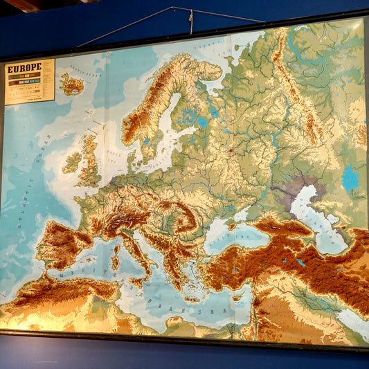 Large 1960s West German Relief Map of Europe by Relieftechnik