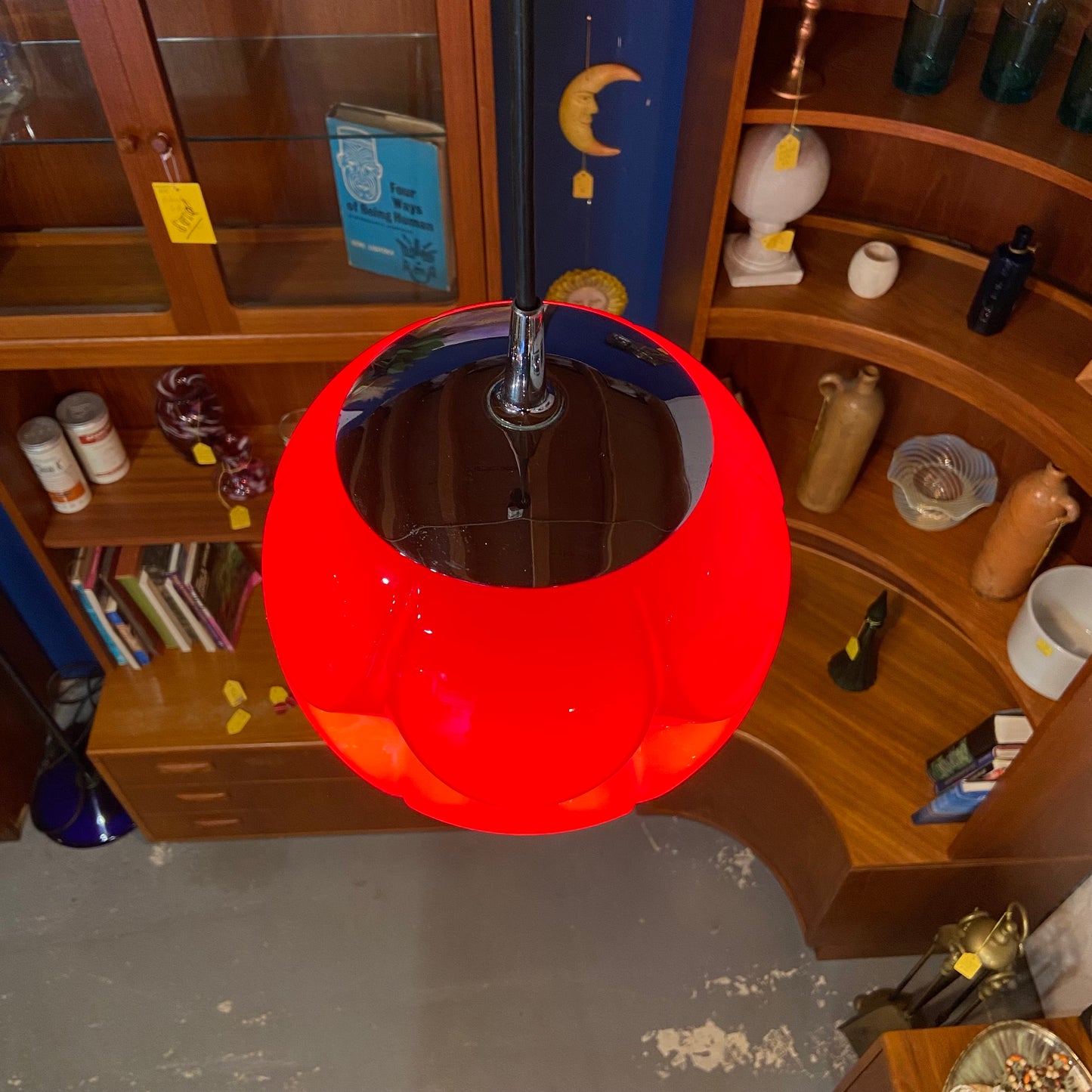 1960’s Peill & Putzler Orange Glass Pendant Light