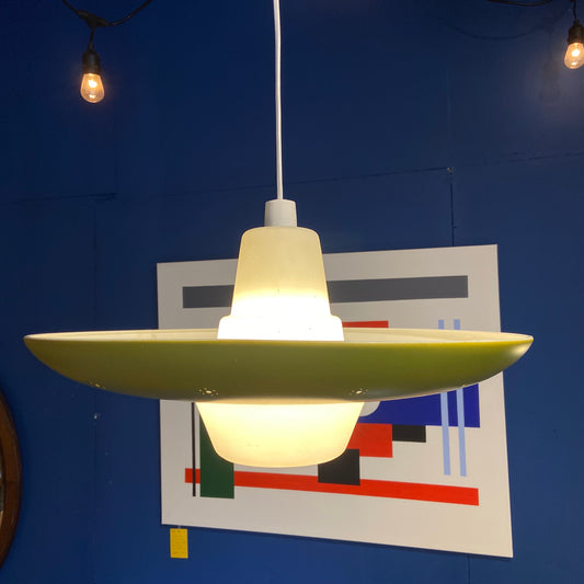 1960s Opaline Glass and Aluminium Light Shade