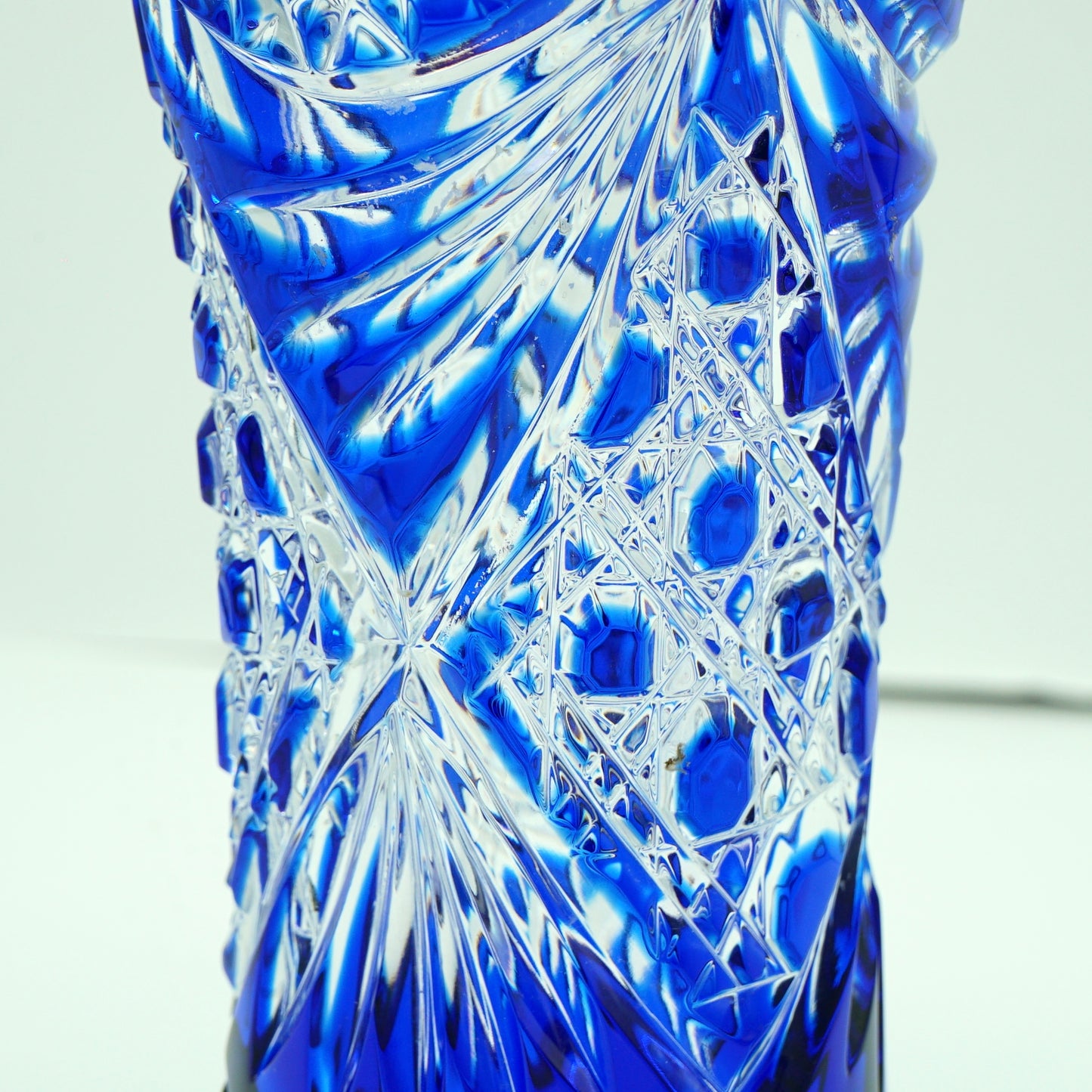 Vintage Bohemian Cobalt Blue Lead Cut Crystal Vase