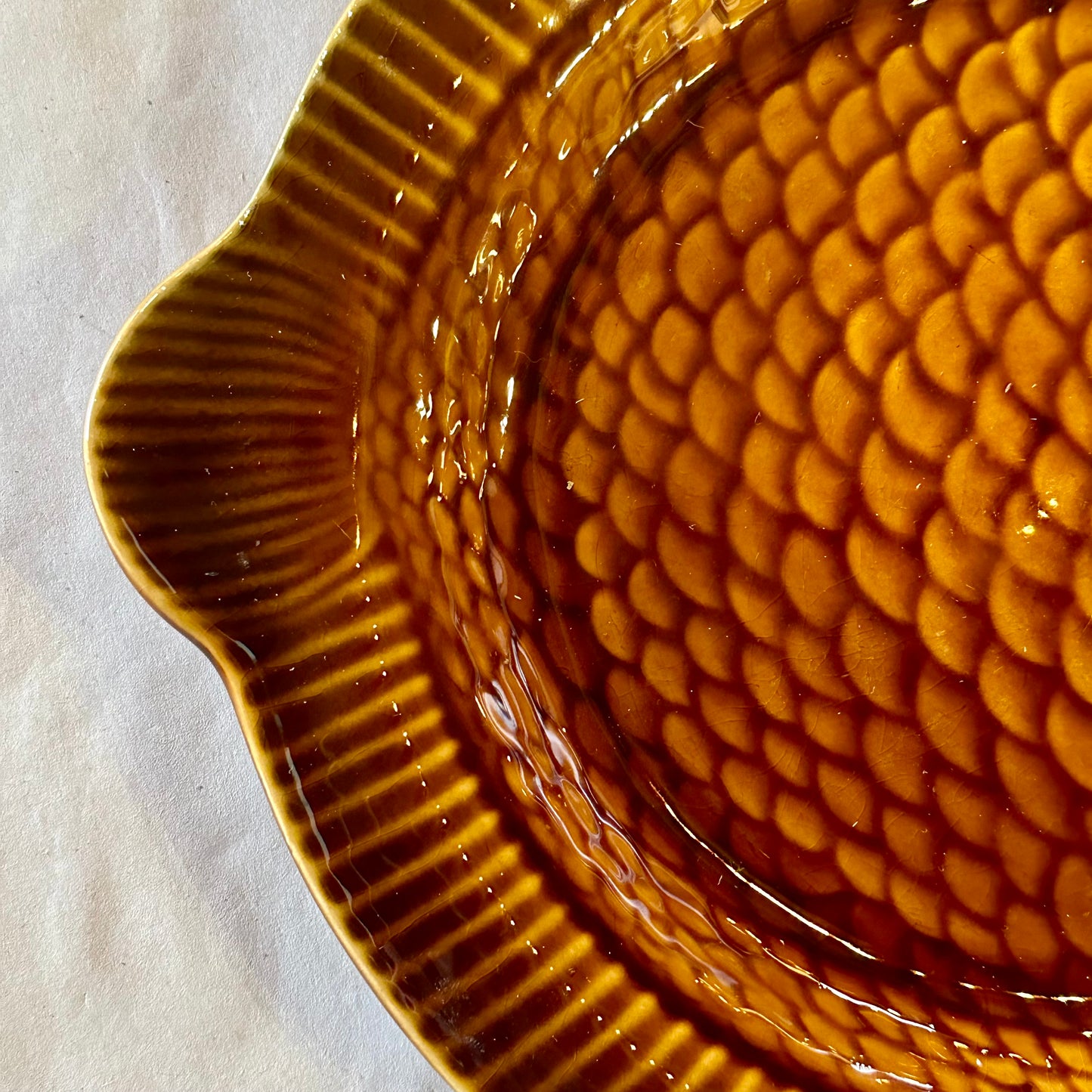 Vintage 1950s Barbotine Sarreguemines French Fish Plate Set (Set of 10)