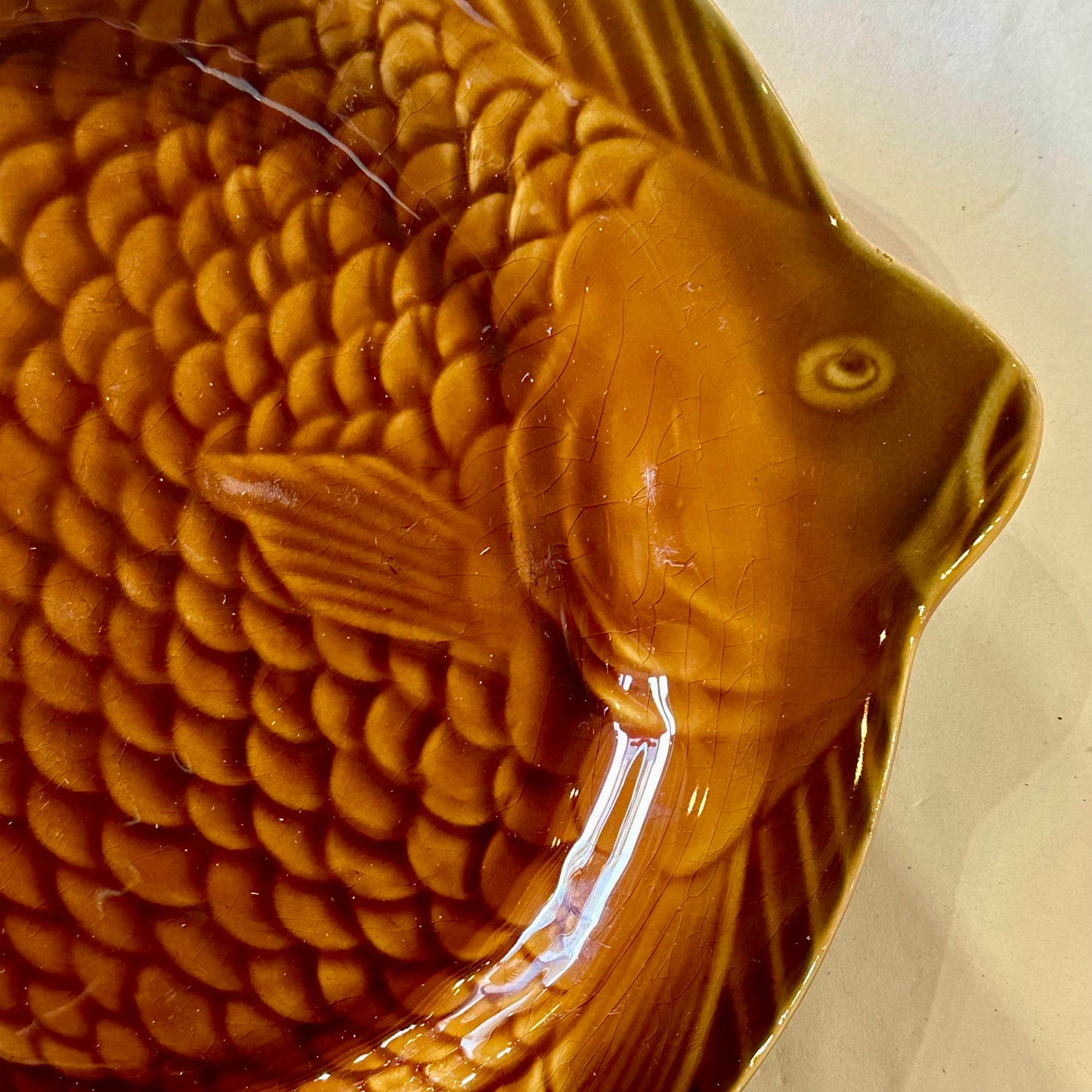 Vintage 1950s Barbotine Sarreguemines French Fish Plate Set (Set of 10)