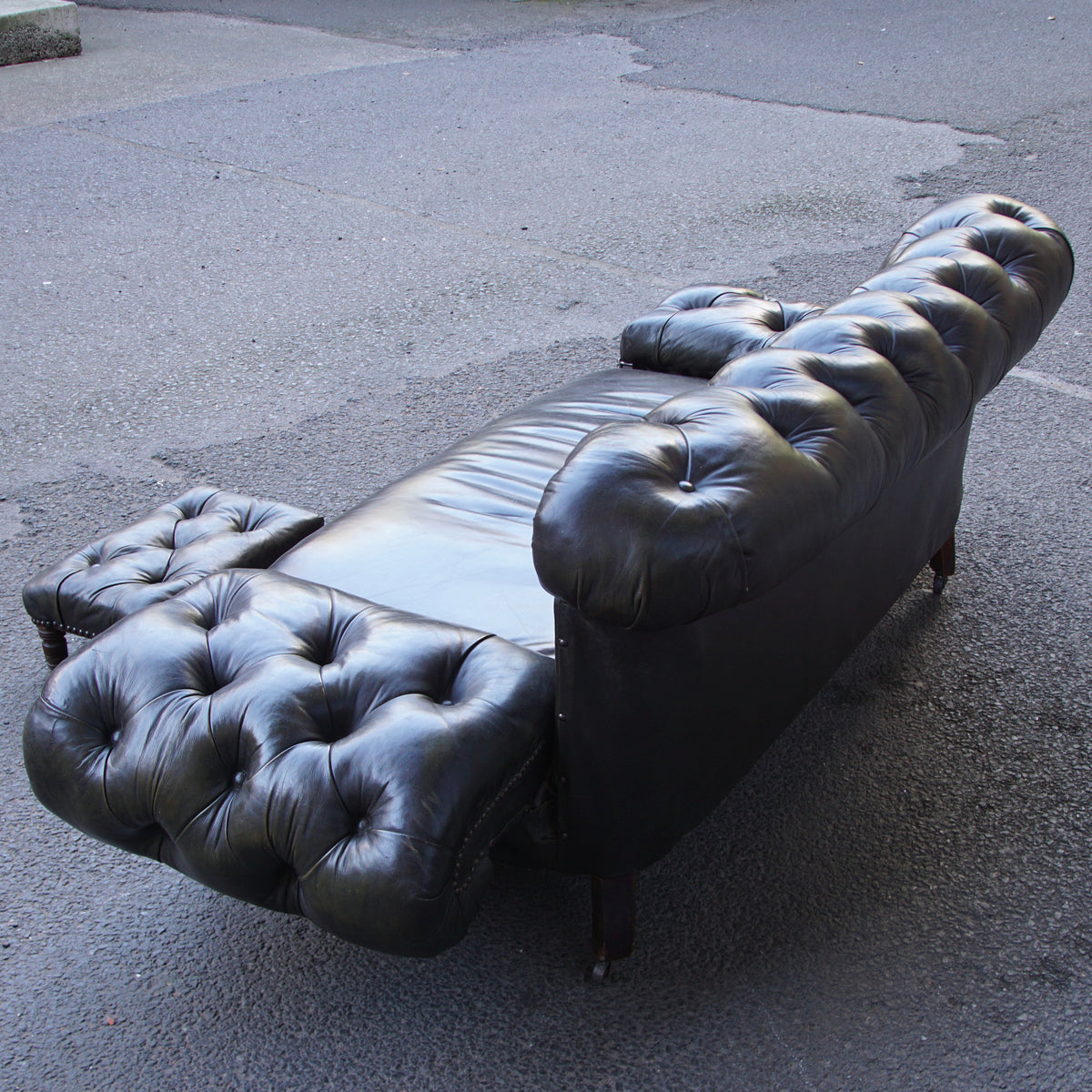 Victorian Leather Daybed with Foot Stool