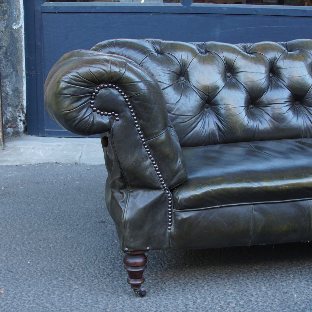Victorian Leather Daybed with Foot Stool